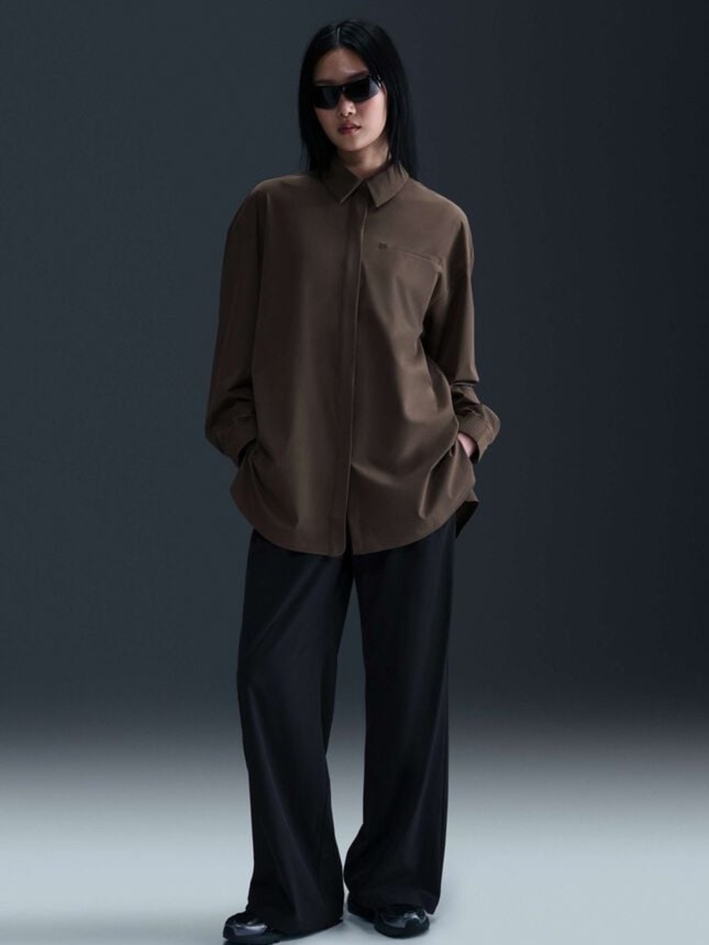 Nike 24.7 PerfectStretch Women's Dri-FIT Oversized Long-Sleeve Top size XS brown